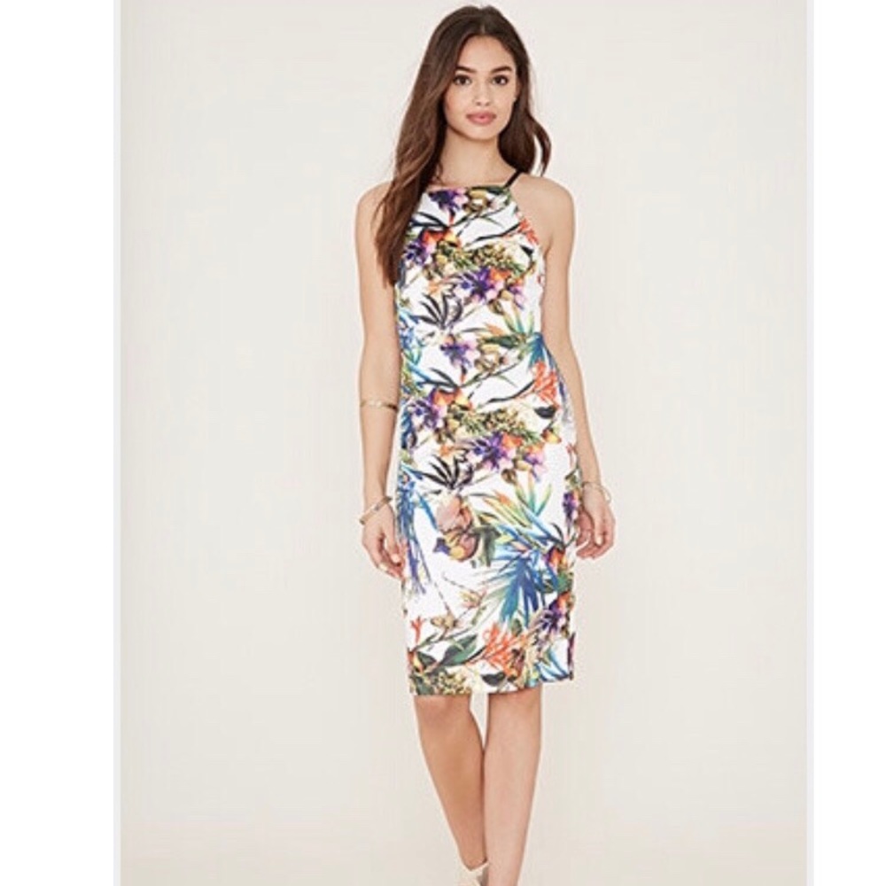 Tropical Backless Pencil Dress (NWOT)